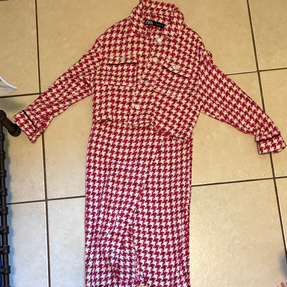 Zara Houndstooth Suit Skirt Matching Set